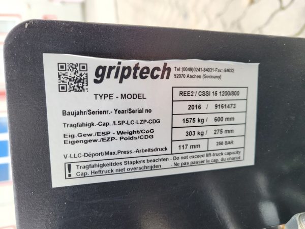 Griptech REE2 / CSSI 15 - 1.600 kg | 270 - 1.000 mm | 1.200 - 2.000 mm - villa pozicionáló + villa kitoló adapter - Image 9