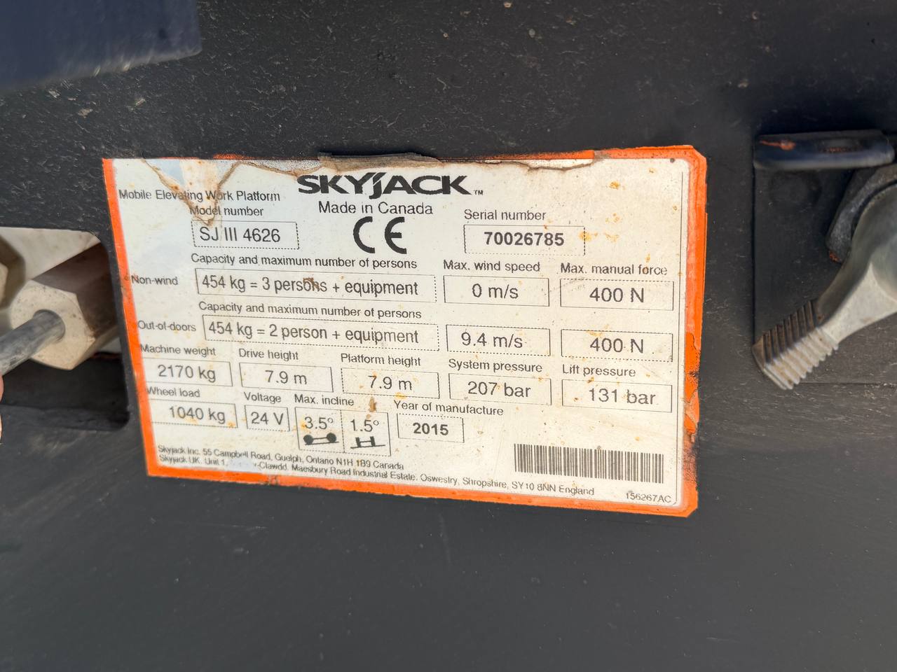 SkyJack SJ III 4626 - 10 m munkamagasságú elektromos ollós emelő - Image 9