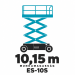ES-10S - keskeny elektromos ollós emelő ES-10S személyemelő piktogram – 10,15 m munkamagasság