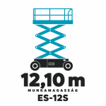 ES-12S - keskeny elektromos ollós emelő ES-12S személyemelő piktogram – 12,10 m munkamagasság