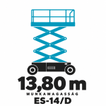 ES-14/D - elektromos ollós emelő ES-14/D Dingli JCPT1412DC ollós személyemelő – 13,80 m munkamagasság