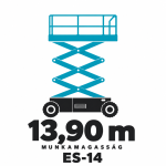 ES-14 - elektromos ollós emelő ES-14 személyemelő piktogram – 13,90 m munkamagasság